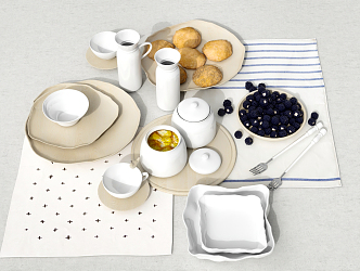 Modern Tableware Combination 3d model