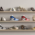 Various Shoes Displayed On Shelves With High Heels And Sneakers In Different Colors