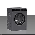 Gray Front Loading Washing Machine with Circular Door And Digital Control Panel 3d model