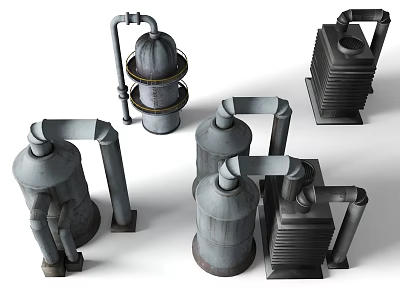 Industrial Metal Equipment With Pipe Connected Cylindrical Tanks And Vintage Industrial Design 3d model