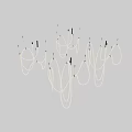 Modern Curved White Chandelier With Black Hanging Accents And Artistic Design