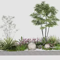 Lush Garden Flowers And Plants With Trees Stones And White Gravel Decor