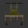 Wooden Cart With Two Wheels And Metal Lever Structure On Platform
