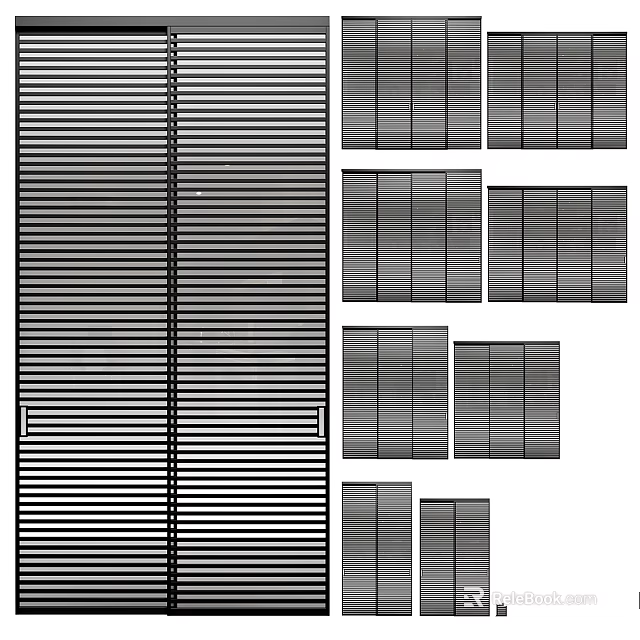 Modern Hinged Doors With Vertical Striped Panels For Home Interior Design 3d model