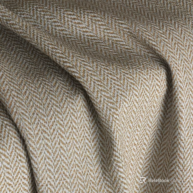 High Quality Beige Herringbone Fabric With Wrinkled Texture And Soft Material 3d model 