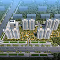 Aerial Planning of Modern High Rise Residential Community with Green Areas and Road Layouts