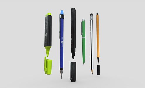 modern pencil ballpoint pen 3d model