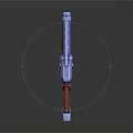 Sci Fi 3D Modeled Gun With Blue Metal Body And Red Wooden Grip Design