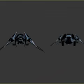 Two Blue Futuristic Spaceships With Sleek Metallic Design And Glowing Accents