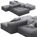 Modern Gray Modular Sectional Sofa With Plush Cushions And Seating 3d model