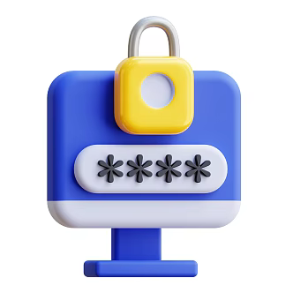 Modern computer display cartoon computer display cartoon lock 3d model