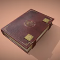 Crimson Leather Box With Golden Emblem Metal Clasps And Gold Trim On Beige Background