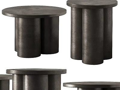 Modern Black Metal Side Table With Cylindrical Legs And Round Top Design 3d model