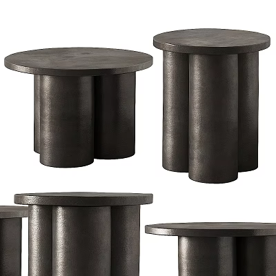Modern Black Metal Side Table With Cylindrical Legs And Round Top Design 3d model