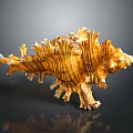 Intricate Shell Shaped Sculpture Carving With Yellow Brown Striped Wavy Texture