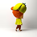 Cute Cartoon Character With Red Hair Yellow Hat Yellow Jacket Brown Pants And Purple Eyes