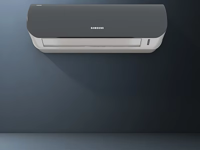 SAMSUNG Wall Mounted Air Conditioner Fan With Modern Design On Gray Wall 3d model
