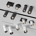 Modern Black And White Ceiling Track Mounted Downlights Spotlights Fixtures 3d model