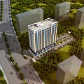 Modern High Rise Residential Building With Greenery Parking Lot And Road Access