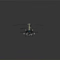 Black Military Style Helicopter With Shark Mouth Design Rotors And Reflection On Gray Background