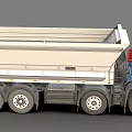 Modern Blue Dump Truck With Functional Design White Bed And Multiple Wheels