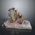Natural Stone and Wood Decorative Artwork With Tree Stumps And Rough Textured Base