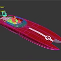 Red Racing Yacht With Sleek Design And Cockpit Seats
