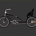 Vintage Black Tricycle With Red Seats And Retro Design Details
