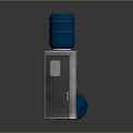 Modern Silver Water Dispenser with Blue Water Bottles and Lying Jugs