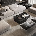 Modern Living Room Interior With Sofa Coffee Table Set Floor Lamp Side Tables And Rug
