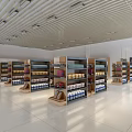 Supermarket Interior With Neat Shelves Stocked With Daily Essentials Wide Aisles And Bright Lighting
