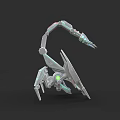 Mechanical Scorpion Like Weapon With Glowing Green Lights And Metal Structure