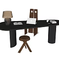 Vintage Desk Chair Stool Table Lamp Desk Ornaments 3d model