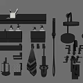 Modern Bathroom Accessories With Wall Mounted Shelves Soap Dispensers Towel Racks And Shower Heads