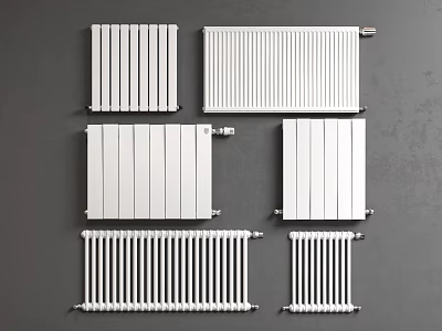 Different Types of White Radiators with Modern Design and Home Heating Features 3d model