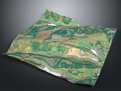 3D Natural Mountain Landscape With Green Valleys And White Snow Covered Areas 3d model