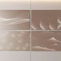 Modern Decorative Wall Panels With Geometric Wave Dot Grid And Mountain Patterns In Brown Design 3d model
