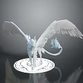 Detailed White Winged Fantasy Creature Sculpture with Intricate Base Patterns 3d model