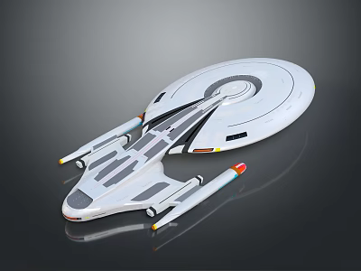 Sleek Futuristic Interstellar Spaceship With White Hull And Colorful Engine Details 3d model