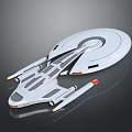 Sleek Futuristic Interstellar Spaceship With White Hull And Colorful Engine Details