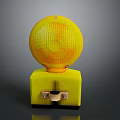 Yellow Round Shade Lighting Fixture With Square Base And Metal Component