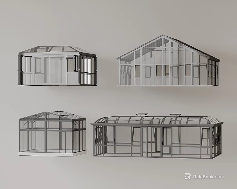 Multiple Stylish Aluminum Frame Glass Sun Shade Shelter For Residential Outdoor Patio And Backyard 3d model 