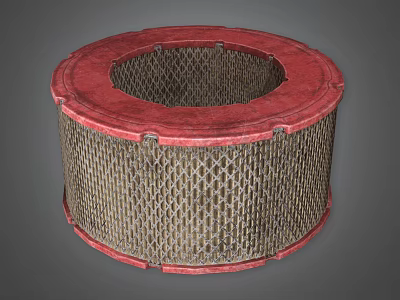 Circular Air Filter With Red Frame And Metal Mesh Structure For Industrial Use 3d model