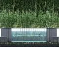 Modern Feature Wall With Bamboo Grove Background Glass Elements And Water Pool 3d model