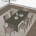 Dining table and chair combination 3d model
