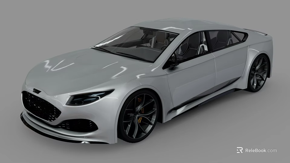 Modern Silver Sports Car With Sleek Exterior Design Black Wheels And Aerodynamic Profile 3d model 