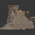 Ancient Stone Building With Multi Level Structure And Rough Stone Walls