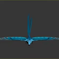 Blue Parrot Character Standing With Spread Wings On Black Surface And Reflection 3d model