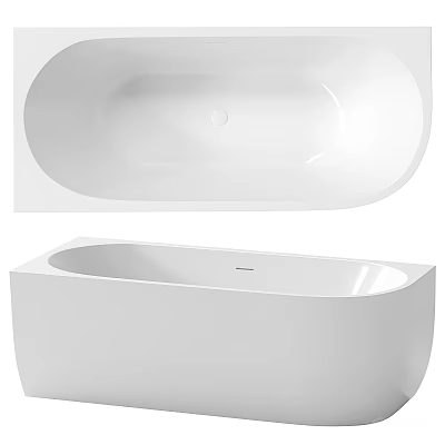 Stylish Modern White Freestanding Bathtub With Smooth Glossy Surface And Elegant Shape 3d model