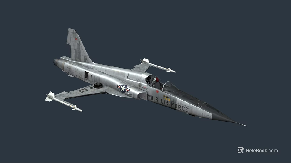 U.S. Air Force Military Fighter Jet With Sleek Silver Body And Cockpit Design 3d model 